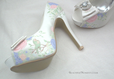 vintage wedding shoes with birds