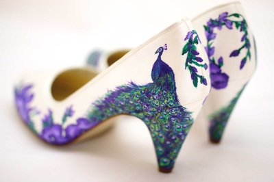 peacock Theme hand painted wedding shoes
