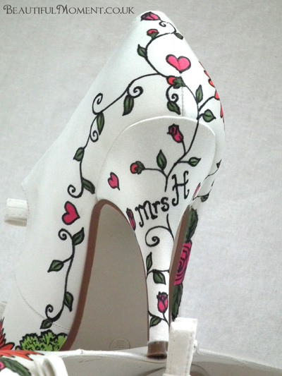 Pink flower wedding shoe ideas