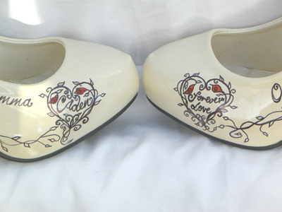 Handpainted personalised wedding shoes