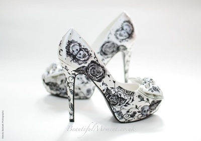 Hand painted gothic wedding shoes
