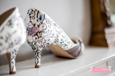 Butterfly tattoo painted shoes