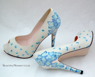 Hand painted hydrangea wedding shoes