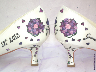painted wedding shoes mini bouquet 