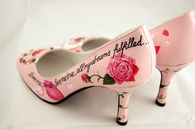 pink wedding shoes hand-painted