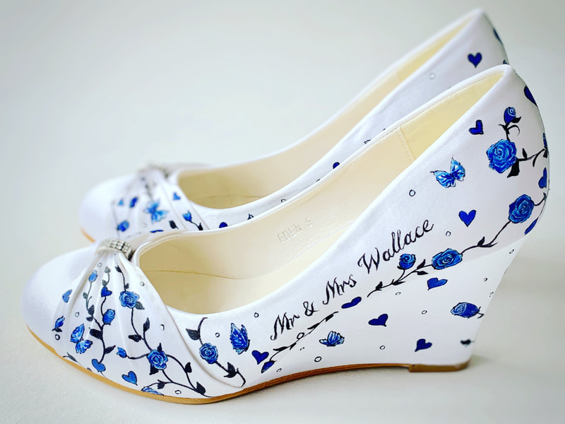 Something-blue-wedding-ideas-handpainted-shoes