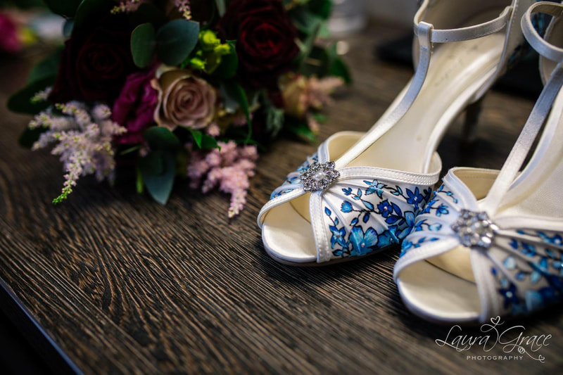 Hand-painted-bridal-Shoes-with-blue-flowers