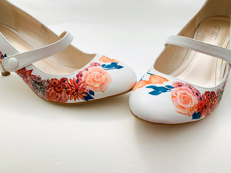 unique hand-painted wedding shoes with roses