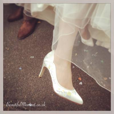 Hand-painted-bridal-Shoes-on-foot
