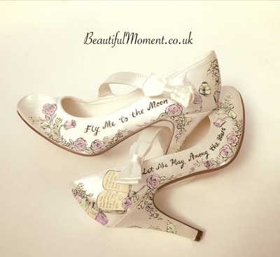 Storybook hand painted wedding shoes